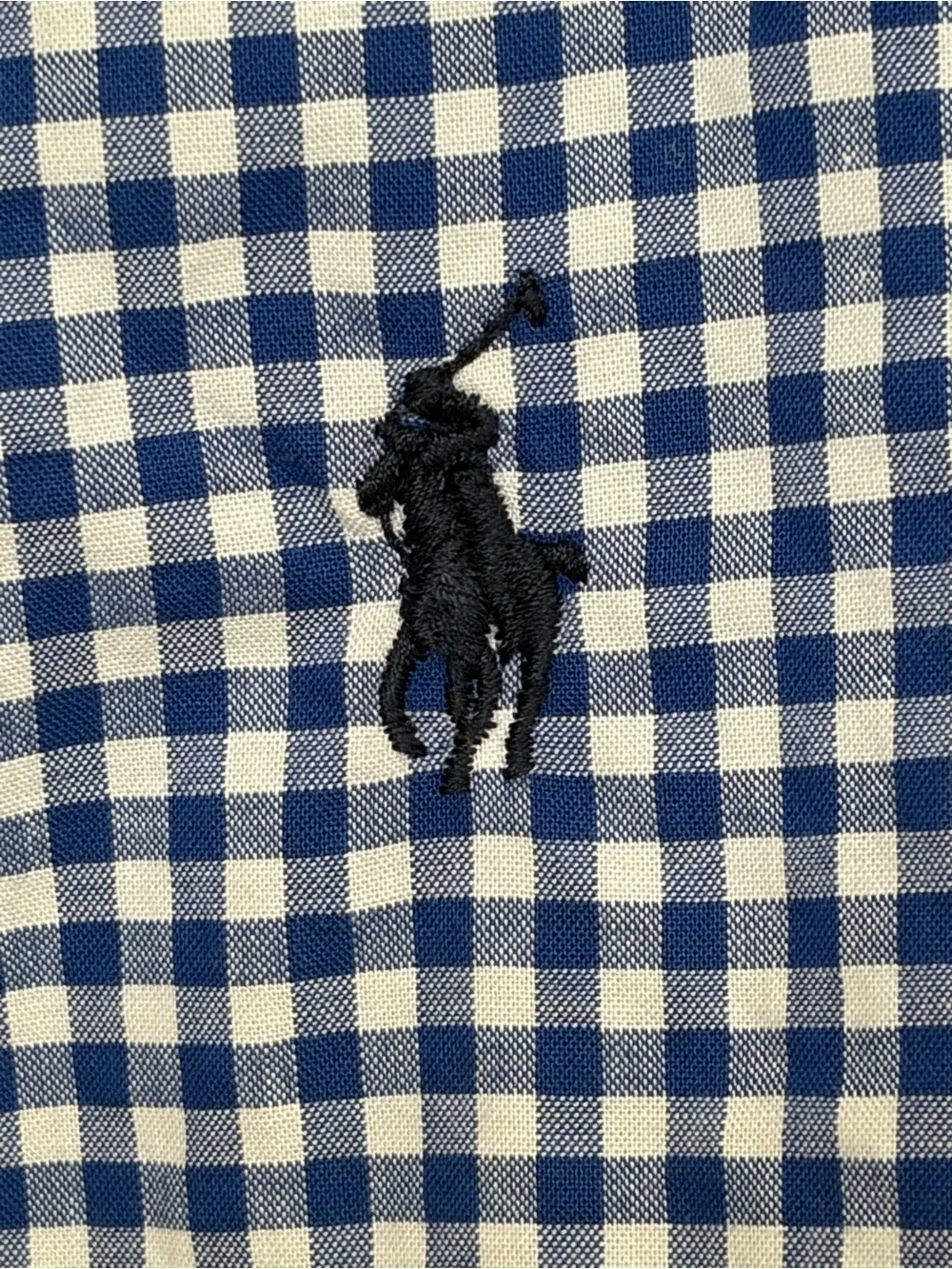 Ralph Lauren Boys M Cotton Poplin Shirt Blue White Gingham Button Down Preppy